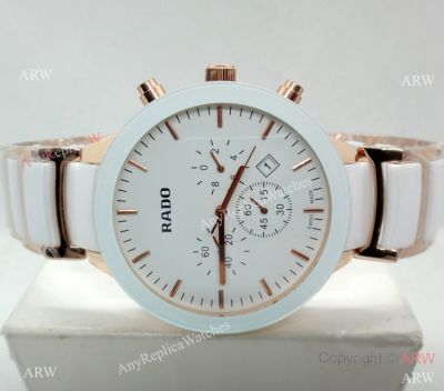 Replica RADO 2-Tone Rose Gold & White Ceramic Chronograph Watch